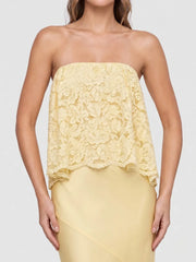 Lace Patchwork Satin Bandeau Dress