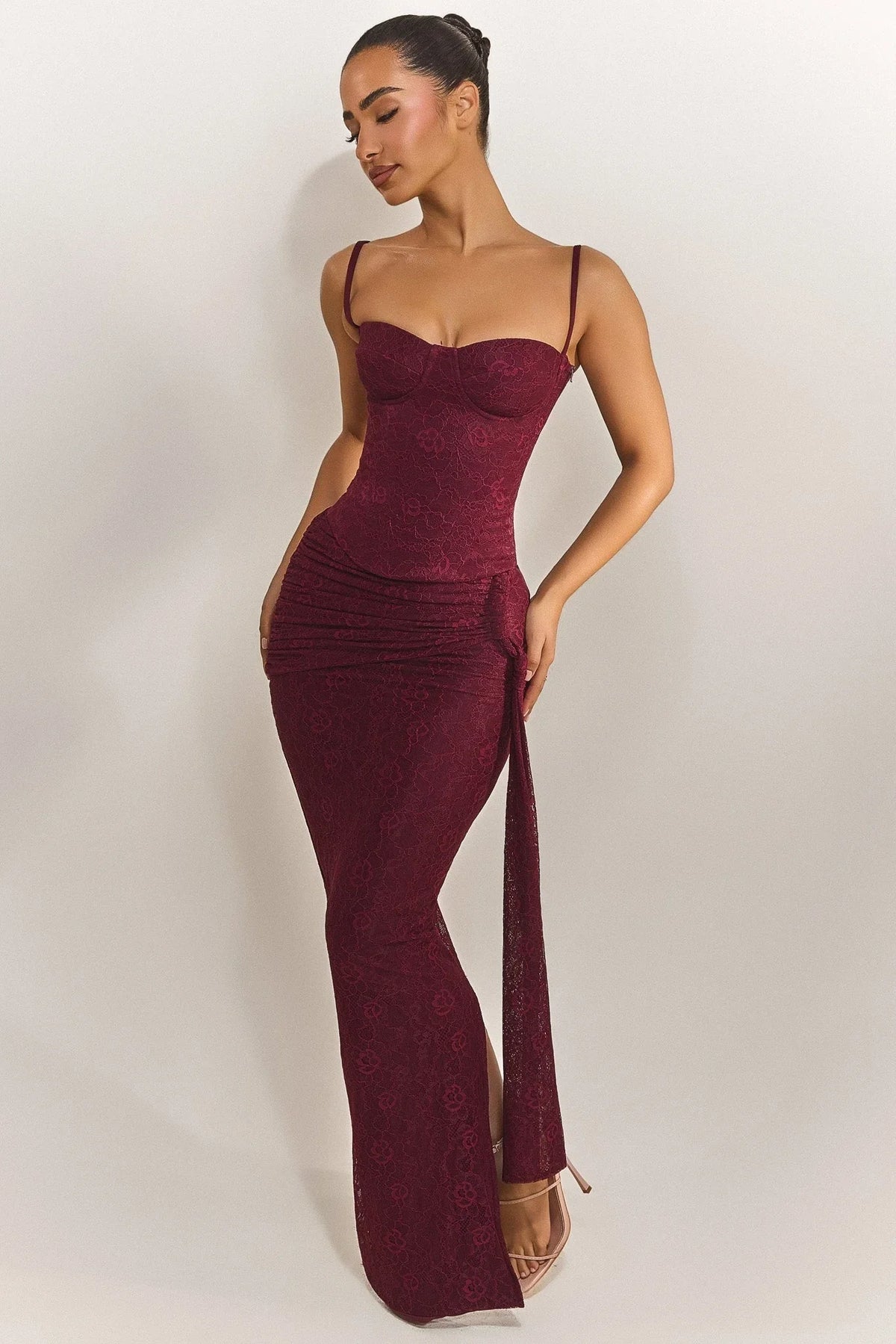 The Lexi Lace Maxi Skirt in Plum