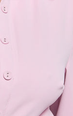 Wanda Mini Dress - Long Sleeve Faux Wrap Dress in Pink
