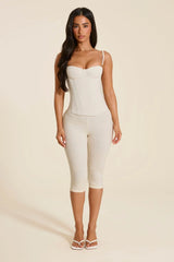 The Everly Lace Up Corset Top in Off White