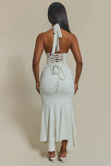 The Gisele Corset Maxi Dress in White