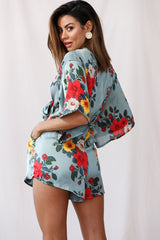 Rivera Tie-Knot Bell Sleeve Romper Sage
