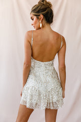 Shine Spaghetti Strap Sequin Mini Dress Champagne